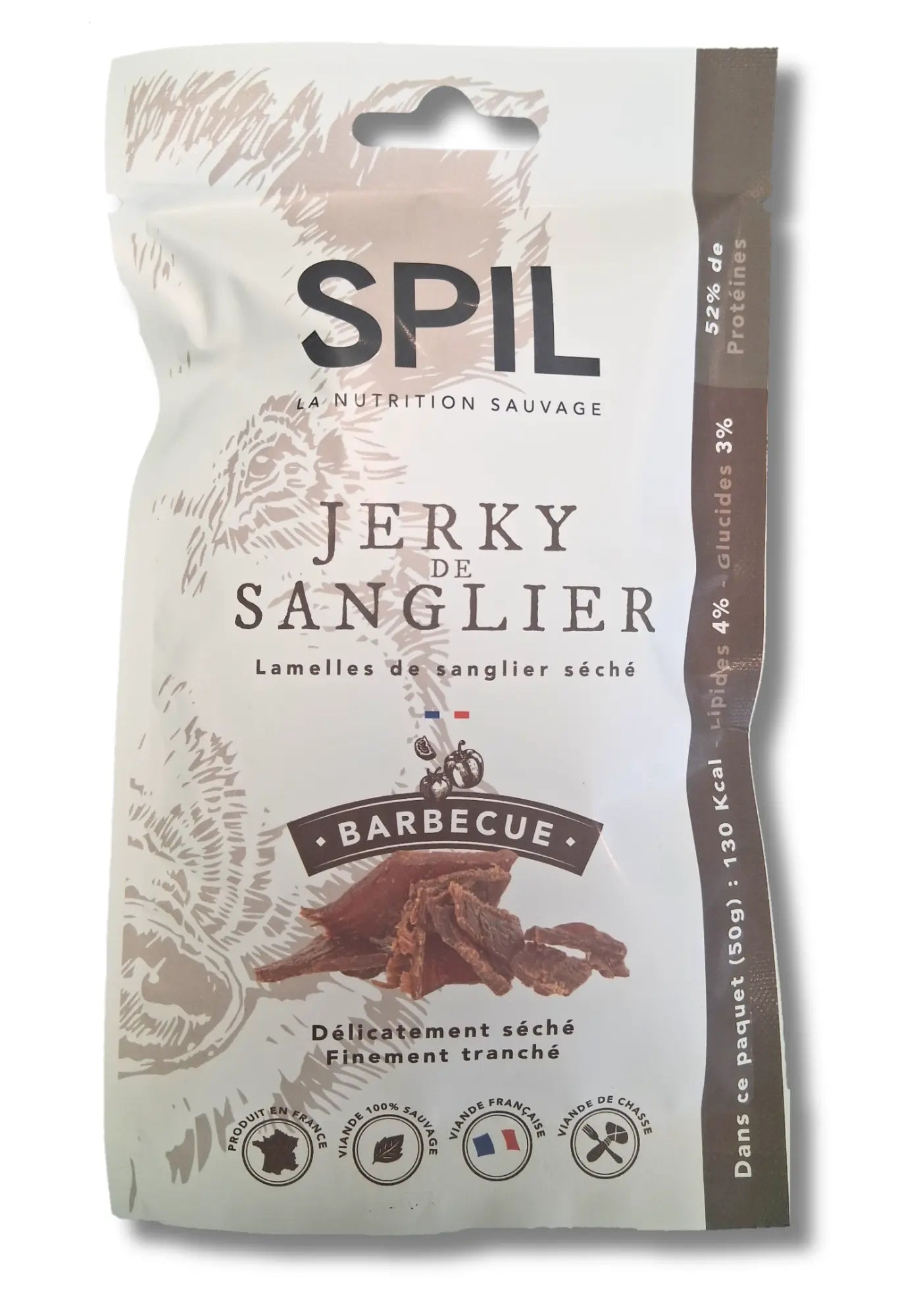 JERKY DE SANGLIER - BARBECUE - paquet de 50g SPIL